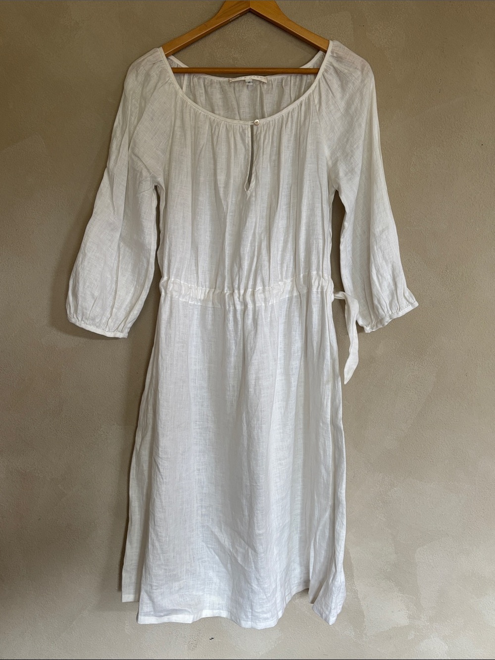 Erica Tanov 100% linen dress with waist tie